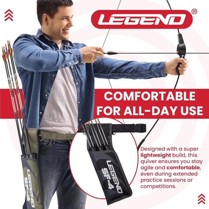 Legend SF4 Hip Quiver for Arrows -vBeginner-Friendly Right-Handed Arrow Quiver with 3 Arrow Tubes, Durable Archery Quiver with Adjustable Belt Strap, Waist Quiver Arrow Holder for Target Shooting - Image 2